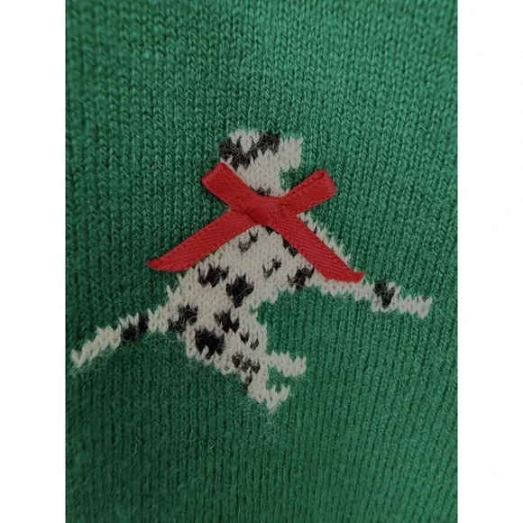 Talbots Women Cardigan Sweater M Dalmation Dog Green - Picture 5 of 7